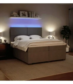 Sale Boxspring met matras fluweel lichtgrijs 200x200 cm Bedden