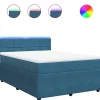 vidaXL Boxspring met matras fluweel blauw 160x200 cm