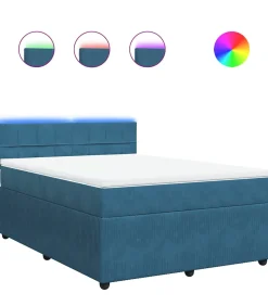vidaXL Boxspring met matras fluweel blauw 160x200 cm