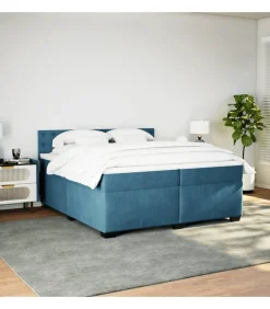 vidaXL Boxspring met matras fluweel blauw 200x200 cm