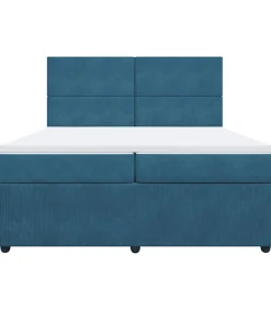 vidaXL Boxspring met matras fluweel donkerblauw 200x200 cm
