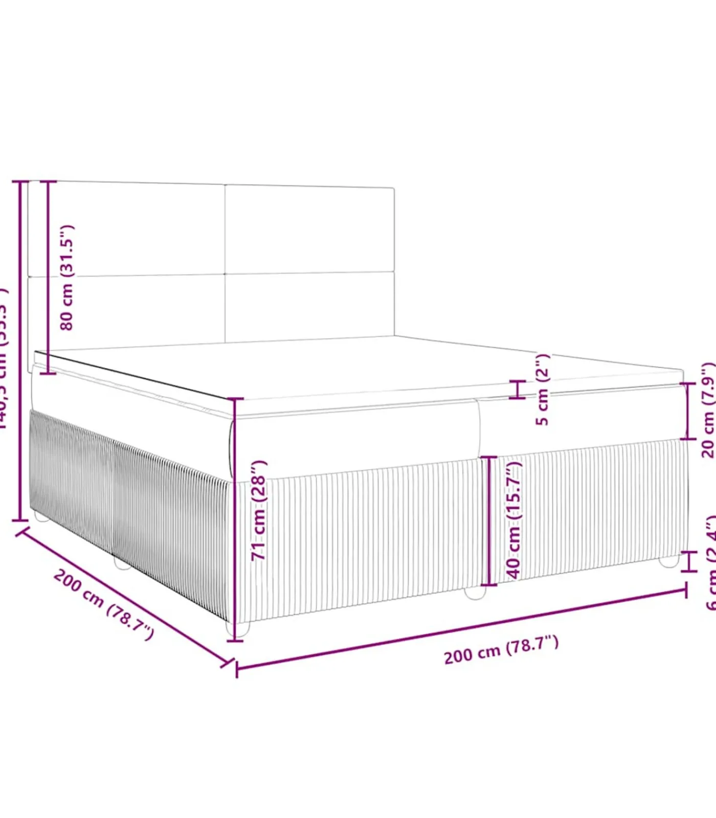 vidaXL Boxspring met matras fluweel donkerblauw 200x200 cm