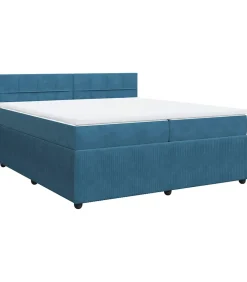 vidaXL Boxspring met matras fluweel blauw 200x200 cm