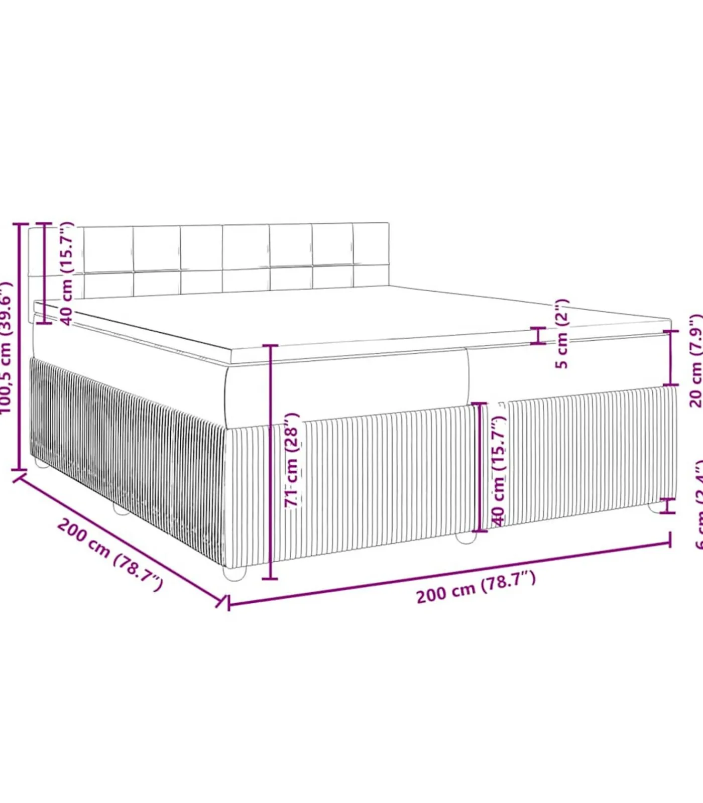vidaXL Boxspring met matras fluweel blauw 200x200 cm