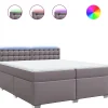 vidaXL Boxspring met matras kunstleer grijs 200x200 cm