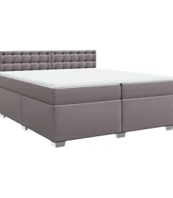 vidaXL Boxspring met matras kunstleer grijs 200x200 cm