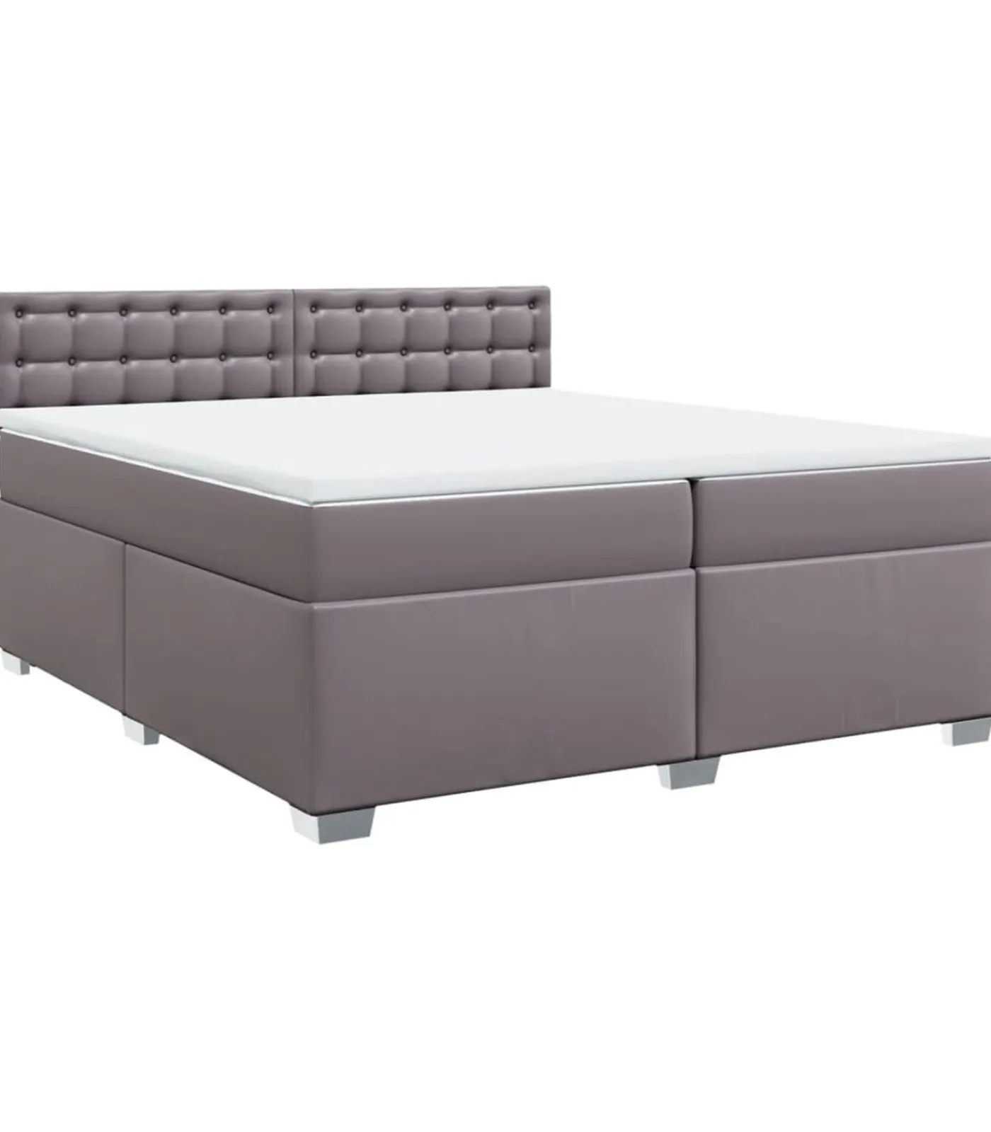 vidaXL Boxspring met matras kunstleer grijs 200x200 cm