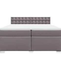 New Boxspring met matras kunstleer grijs 200x200 cm Bedden