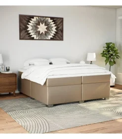 vidaXL Boxspring met matras kunstleer cappuccinokleurig 200x200 cm