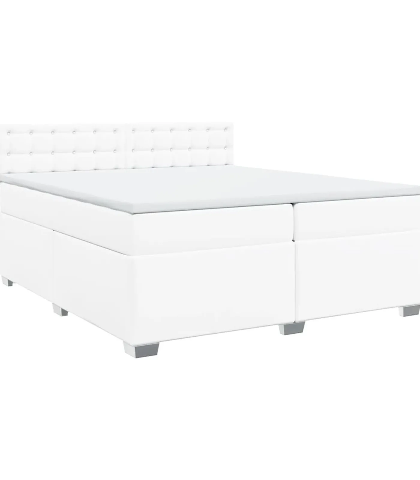 Online Boxspring met matras kunstleer wit 200x200 cm Bedden