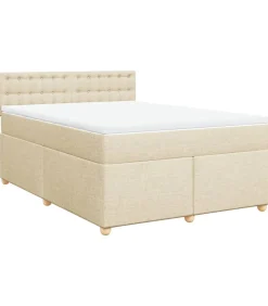 Clearance Boxspring met matras stof crèmekleurig 160x200 cm Bedden