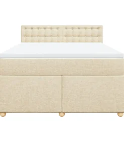 Clearance Boxspring met matras stof crèmekleurig 160x200 cm Bedden