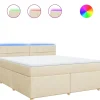 vidaXL Boxspring met matras stof crèmekleurig 180x200 cm