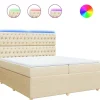 vidaXL Boxspring met matras stof crèmekleurig 200x200 cm