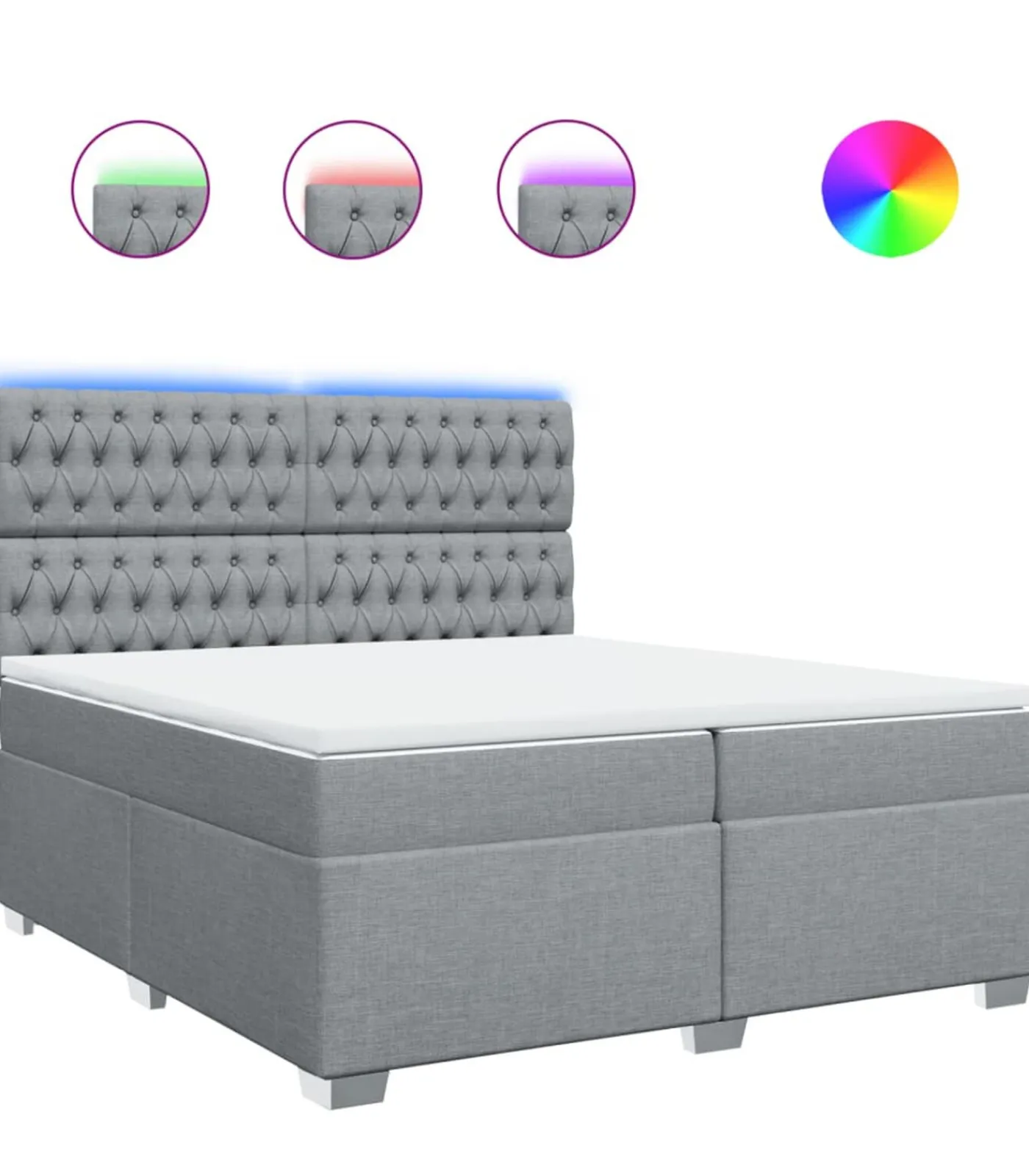 Discount Boxspring met matras stof lichtgrijs 200x200 cm Bedden