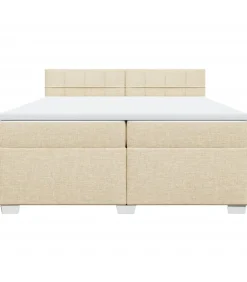 vidaXL Boxspring met matras stof crèmekleurig 200x200 cm
