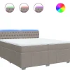 Hot Boxspring met matras stof taupe 200x200 cm Bedden
