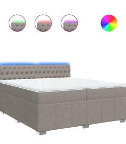 Hot Boxspring met matras stof taupe 200x200 cm Bedden