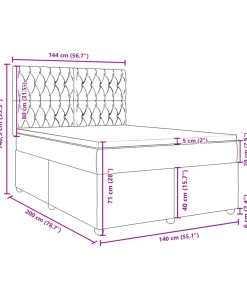 vidaXL Boxspring met matras stof blauw 140x200 cm