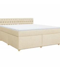 vidaXL Boxspring met matras stof crèmekleurig 180x200 cm