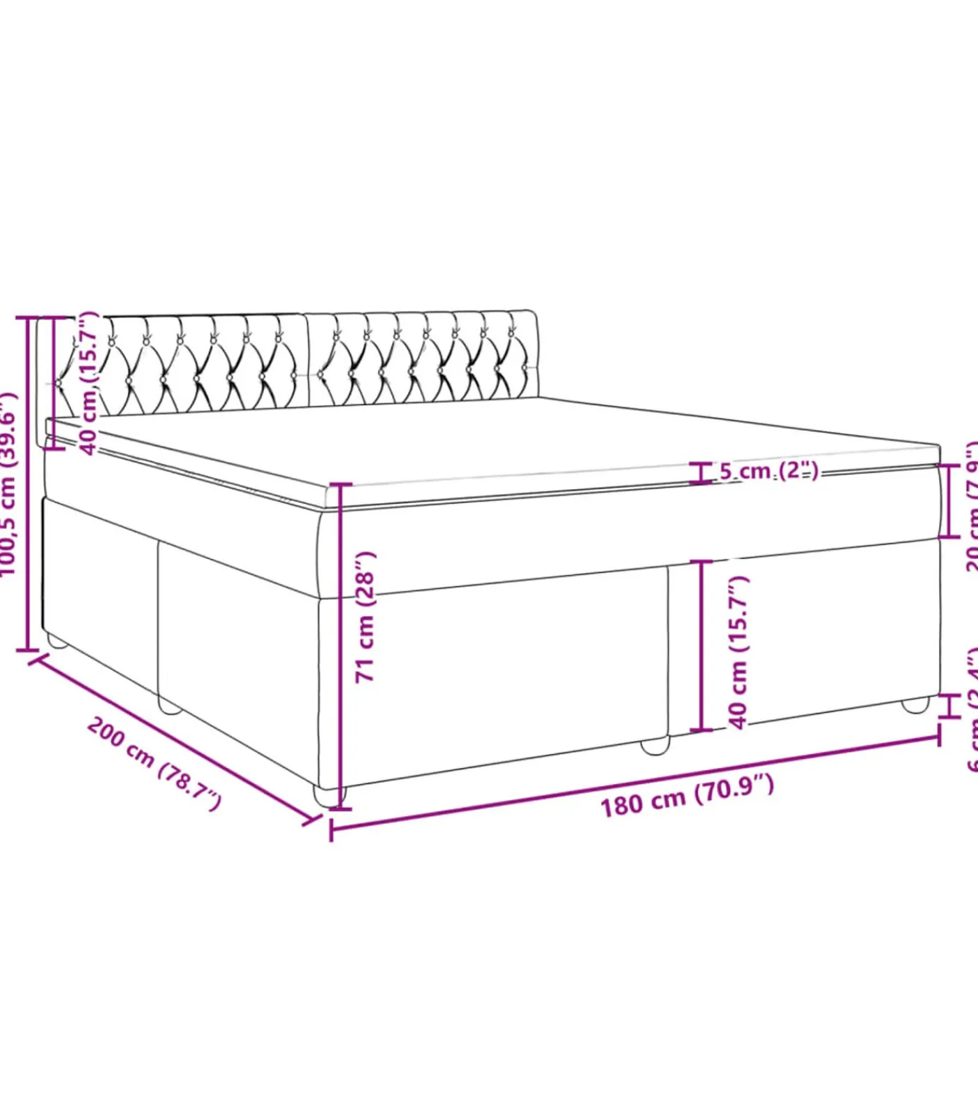 vidaXL Boxspring met matras stof crèmekleurig 180x200 cm