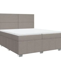 New Boxspring met matras stof taupe 200x200 cm Bedden