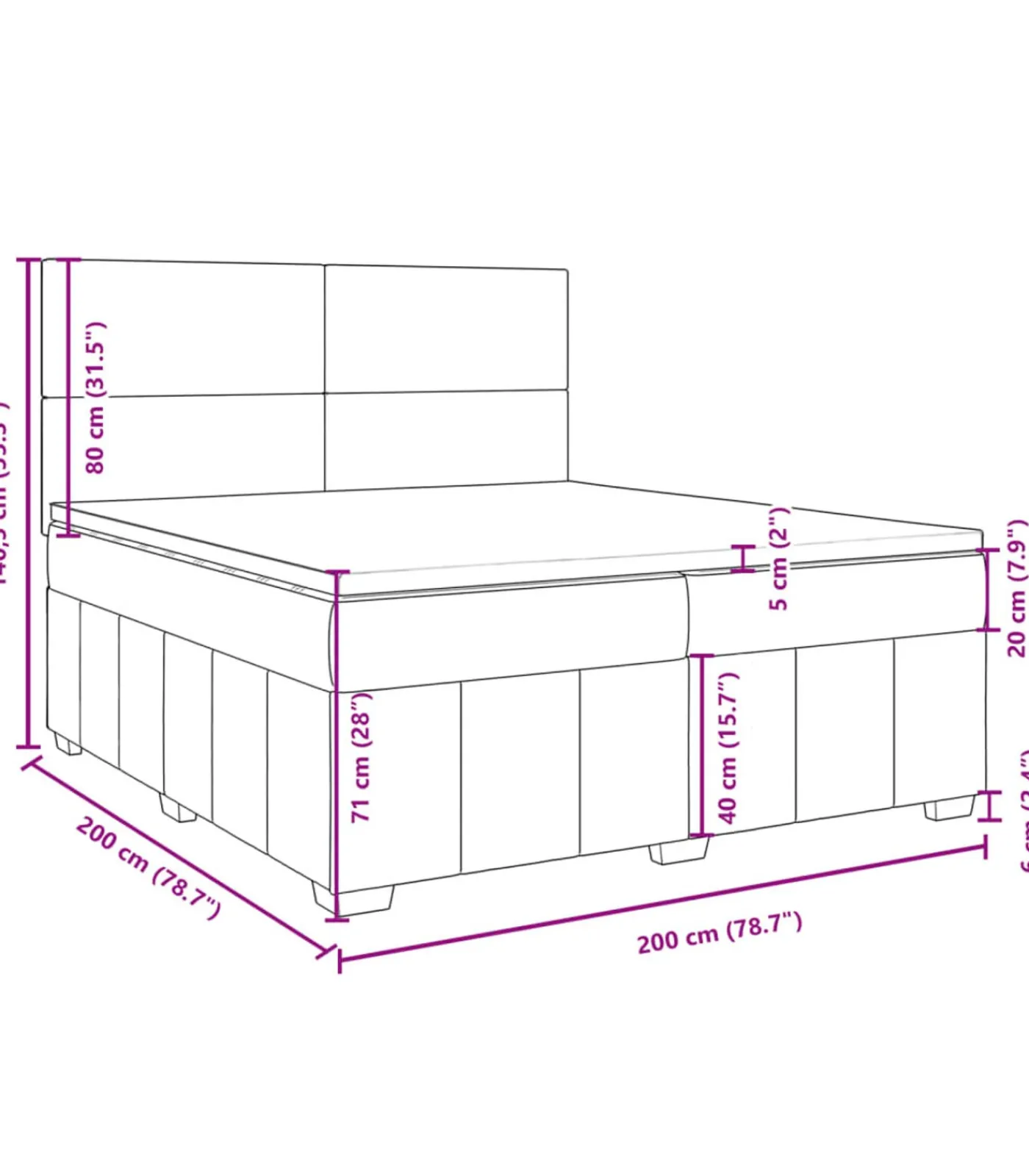 New Boxspring met matras stof taupe 200x200 cm Bedden