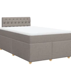 vidaXL Boxspring met matras stof taupe 120x190 cm