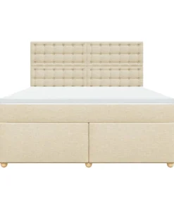 Discount Boxspring met matras stof crèmekleurig 180x200 cm Bedden