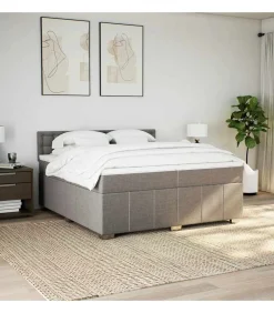 vidaXL Boxspring met matras stof taupe 200x200 cm