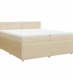 Boxspring met matras stof crèmekleurig 200x200 cm Bedden