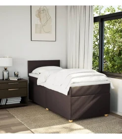 vidaXL Boxspring met matras stof donkerbruin 90x200 cm