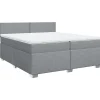 vidaXL Boxspring met matras stof lichtgrijs 200x200 cm