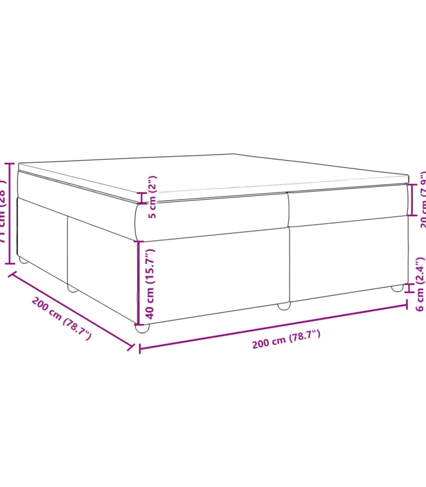 Outlet Boxspring met matras stof crèmekleurig 200x200 cm Bedden