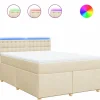 Clearance Boxspring met matras stof crèmekleurig 160x200 cm Bedden