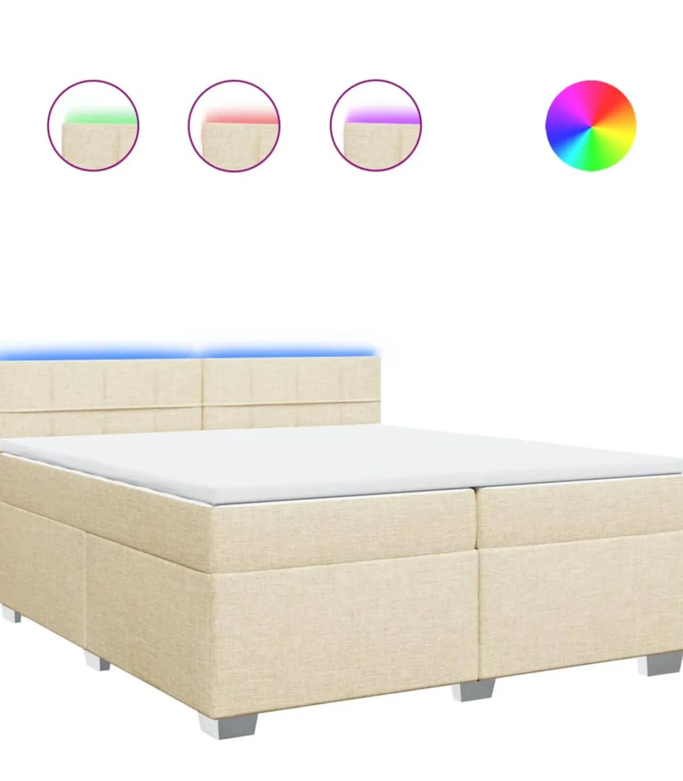 Outlet Boxspring met matras stof crèmekleurig 200x200 cm Bedden