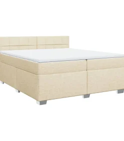 Outlet Boxspring met matras stof crèmekleurig 200x200 cm Bedden