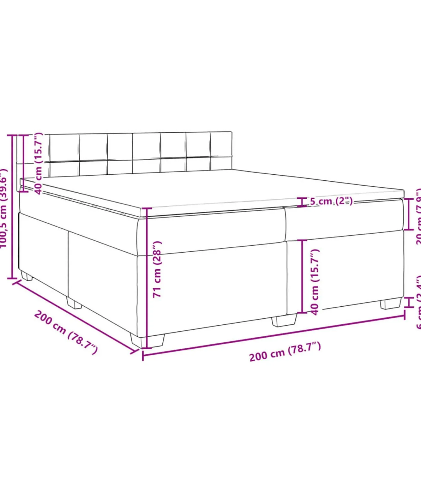Outlet Boxspring met matras stof crèmekleurig 200x200 cm Bedden