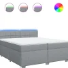 vidaXL Boxspring met matras stof lichtgrijs 200x200 cm