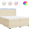 Boxspring met matras stof crèmekleurig 200x200 cm Bedden