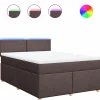 Sale Boxspring met matras stof donkerbruin 140x200 cm Bedden