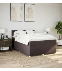 Sale Boxspring met matras stof donkerbruin 140x200 cm Bedden