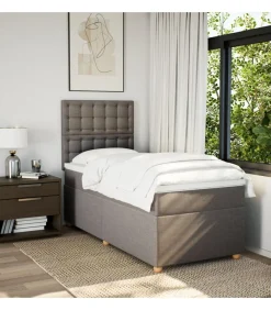 Best Boxspring met matras stof taupe 100x200 cm Bedden