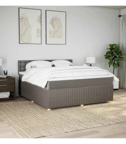 vidaXL Boxspring met matras stof taupe 180x200 cm