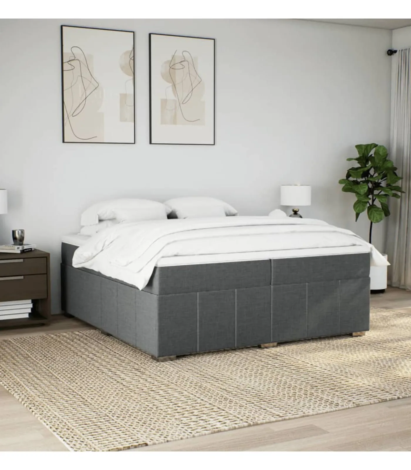 vidaXL Boxspring met matras stof taupe 200x200 cm