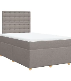 vidaXL Boxspring met matras stof taupe 120x190 cm