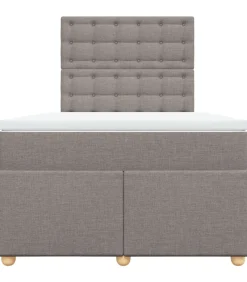 vidaXL Boxspring met matras stof taupe 120x190 cm