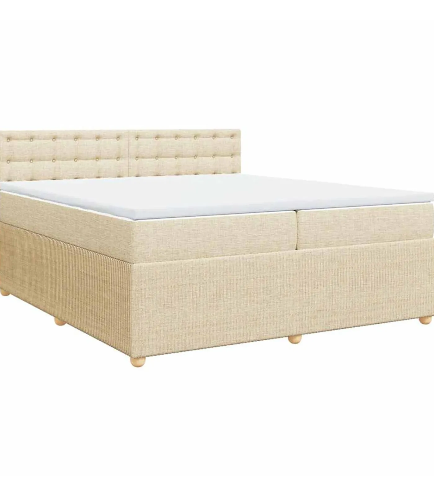 vidaXL Boxspring met matras stof crèmekleurig 200x200 cm