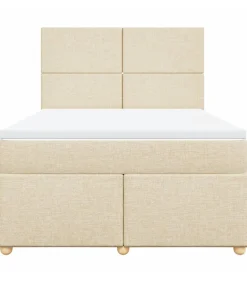 Discount Boxspring met matras stof crèmekleurig 160x200 cm Bedden
