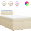 vidaXL Boxspring met matras stof crèmekleurig 120x190 cm